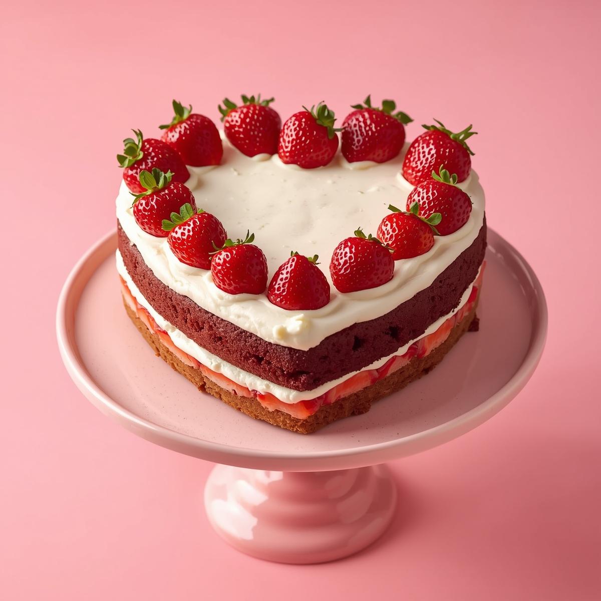 Heart Shape Strawberry Cake